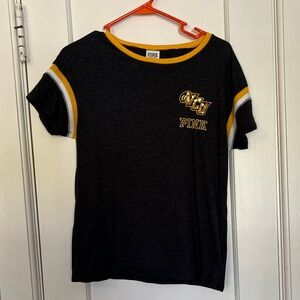 PINK Victoria's Secret VCU Charcoal Tee with Yellow Accents size XS